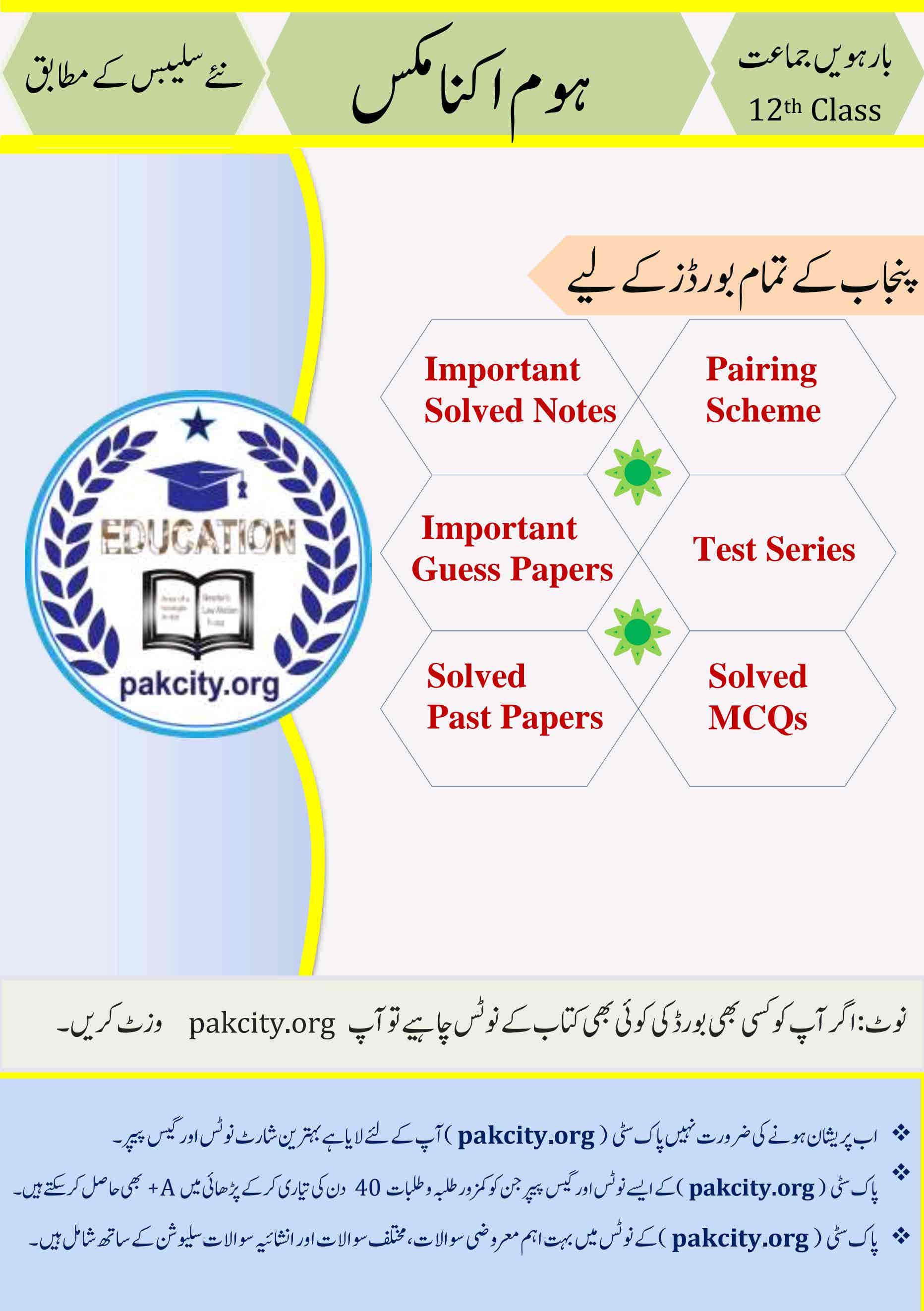 Home Economics Class 12 Punjab Board